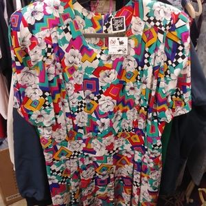 80s Neon Floral Dress